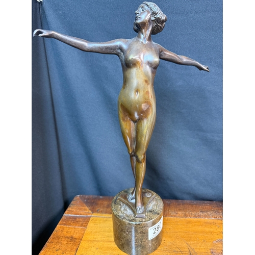 280 - Charles Dumont: A Bronze Figure of a Nude Female Dancer (39cm) Signed Dumont-Paris with Foundry Stam... 