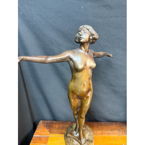 280 - Charles Dumont: A Bronze Figure of a Nude Female Dancer (39cm) Signed Dumont-Paris with Foundry Stam... 