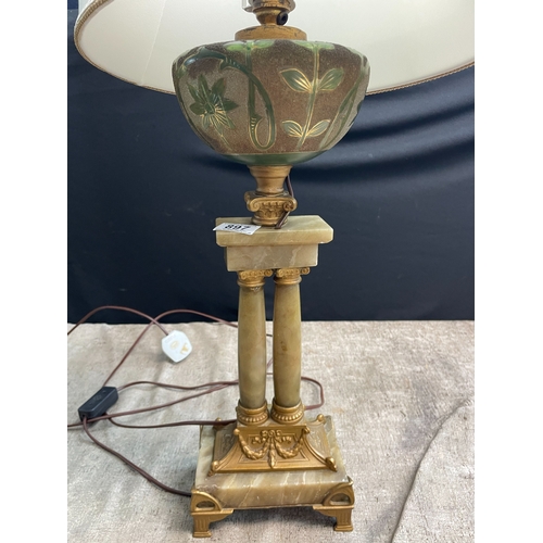 626 - French Art Nouveau Marble, Onyx & Glass Column Form Table Lamp