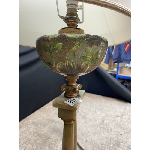 626 - French Art Nouveau Marble, Onyx & Glass Column Form Table Lamp