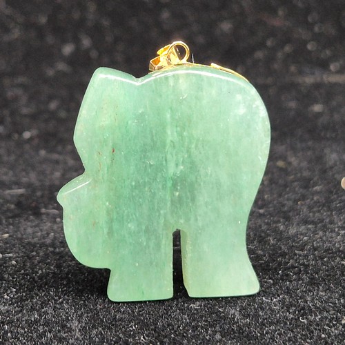 715 - 14 Karat Gold & Jade Elephant Pendant