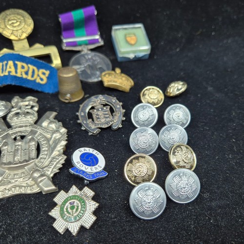 718 - Collection of Military Badges, Medals and Patches including Ordnance Corp Silver Sweetheart Brooch, ... 