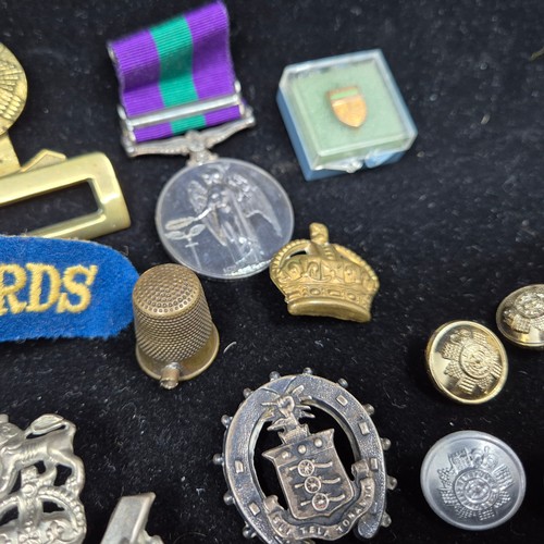 718 - Collection of Military Badges, Medals and Patches including Ordnance Corp Silver Sweetheart Brooch, ... 