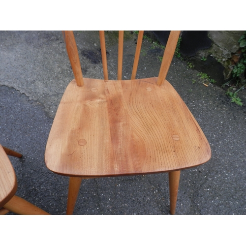 660A - A Set of Mid Century Ercol Stickback Chairs and an Ercol Cowhorn Chair