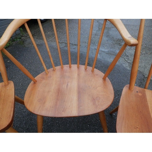 660A - A Set of Mid Century Ercol Stickback Chairs and an Ercol Cowhorn Chair