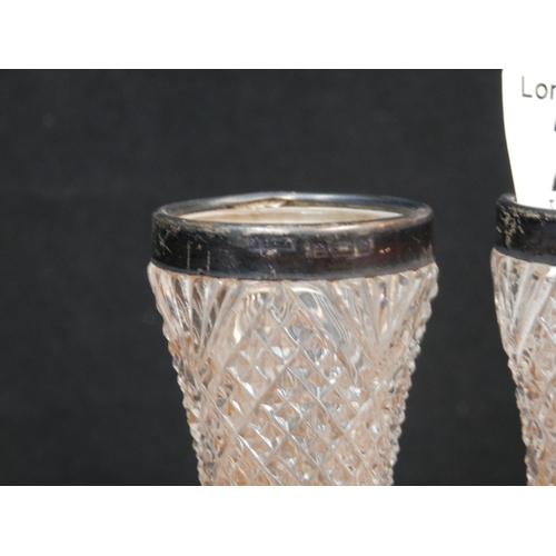 214 - Pair of Crystal Vases with Silver Rims Marked Birmingham 1904