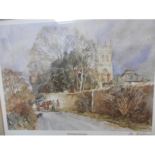 226 - Winter Sunlight in Huish Episcopi Signed Print by E.R. Sturgeon Framed