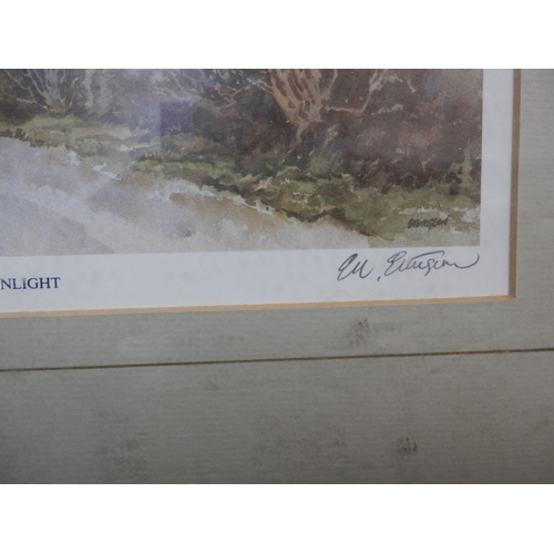 226 - Winter Sunlight in Huish Episcopi Signed Print by E.R. Sturgeon Framed