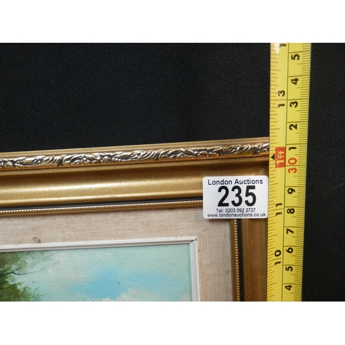 235 - Signed Oil on Canvas of Horseriders Jumping a Hedge on a Hunt after Michael Lyne Framed