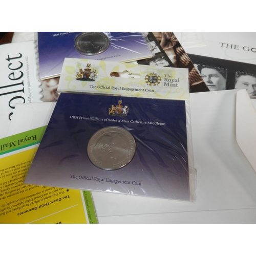 241 - Collection of Commemorative Stamps Most in Sealed Packaging together with some Commemorative Coins