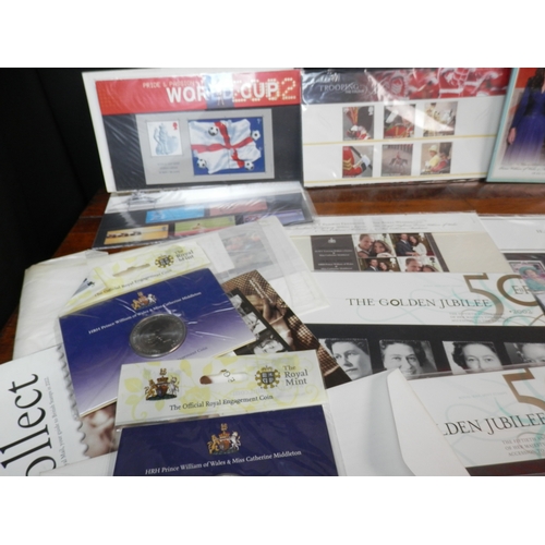 241 - Collection of Commemorative Stamps Most in Sealed Packaging together with some Commemorative Coins