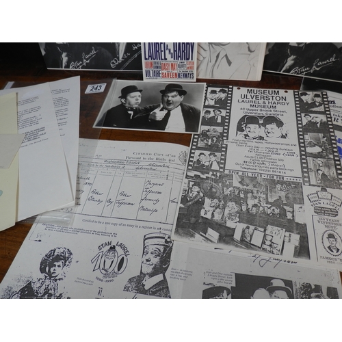 243 - Collection of Stan Laurel & Oliver Hardy Memorabilia to include Autographs, L&H Magazine and other i... 