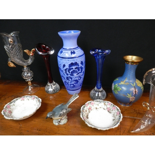 250 - Collection of Decorative Glassware including Venetian Fish Form Champagne Glass,  together with a Be... 