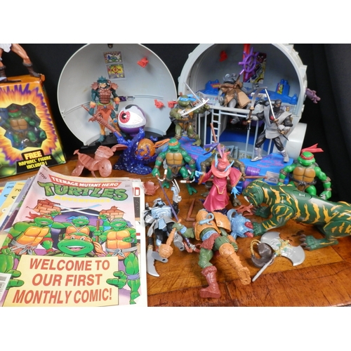 256B - Collection of Teenage Mutant Ninja Turtles Toys including Technodrome Playset amd many Figures toget... 