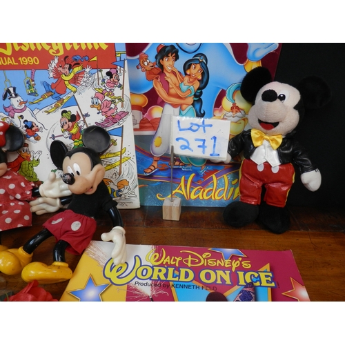 271 - Collection of Disney items to include Books, Disney On Ice Programmes, Plushes etc.