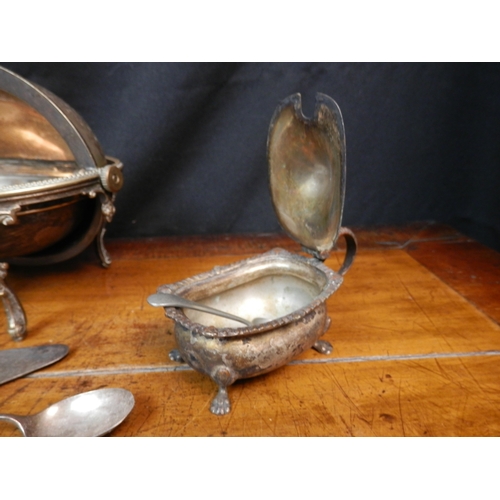 408 - Mixed Lot to include Edwardian Silver Plated Turnover Dish, Coronation Caddy Spoon, Cameo Brooch, Pe... 