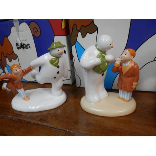 412 - Collection of Five Raymond Briggs The Snowman Figures by Coalport in Original Boxes