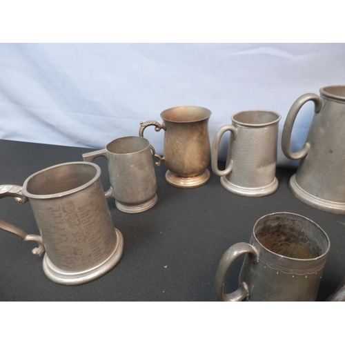 437 - Collection of Pewter/EPNS Tankards