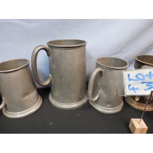 437 - Collection of Pewter/EPNS Tankards