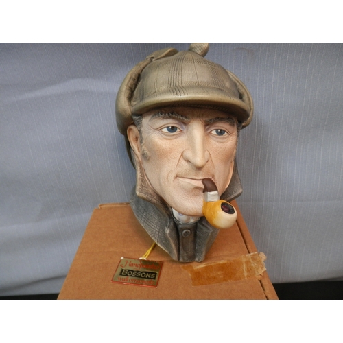 444 - Bossons Chalkware Sherlock Holmes Head together with other curios