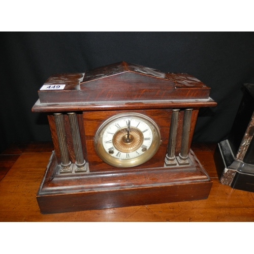 449 - Ansonia Clock Company Oak Mantel Clock and a Slate Mantel Clock