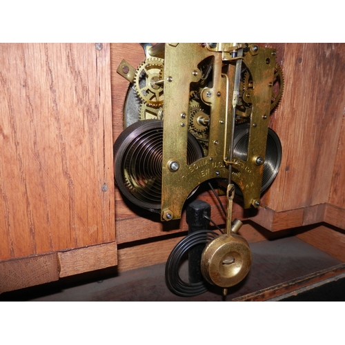 449 - Ansonia Clock Company Oak Mantel Clock and a Slate Mantel Clock