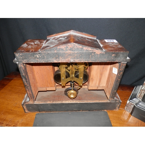 449 - Ansonia Clock Company Oak Mantel Clock and a Slate Mantel Clock