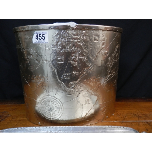 455 - Vintage Arthur Armour Hammered Aluminium Tray and Waste Paper Bin