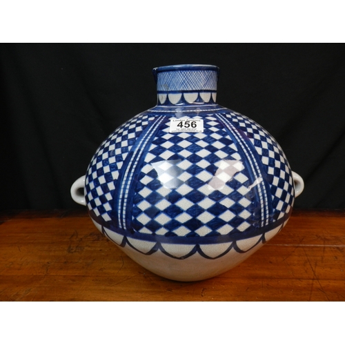 456 - Blue & White Studio Stoneware Vase (approx 31cm tall)