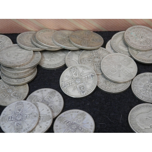 460 - Good Collection of Pre 1947 GB Coins, including Florins and Two Shilling Coins. Total Weight 5375g