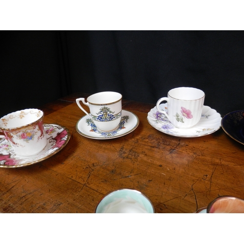 46A - Good Collection of Coffee Cups & Saucers, to include Coalport, Mintons, Limoges, Lime House Studio e... 