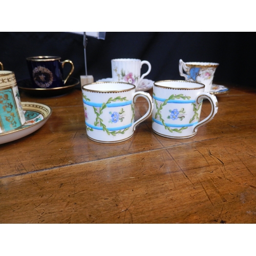 46A - Good Collection of Coffee Cups & Saucers, to include Coalport, Mintons, Limoges, Lime House Studio e... 