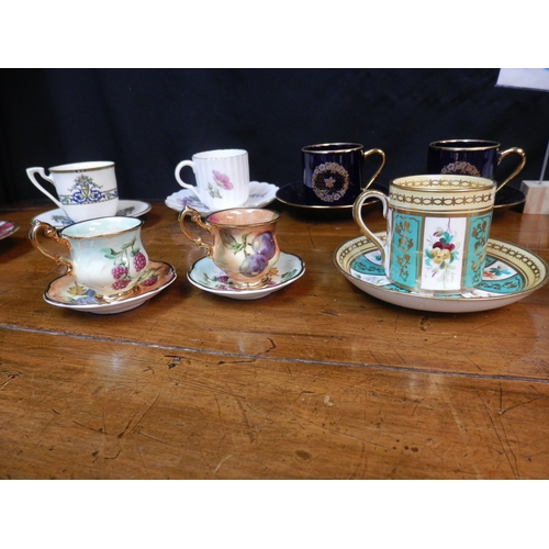 46A - Good Collection of Coffee Cups & Saucers, to include Coalport, Mintons, Limoges, Lime House Studio e... 