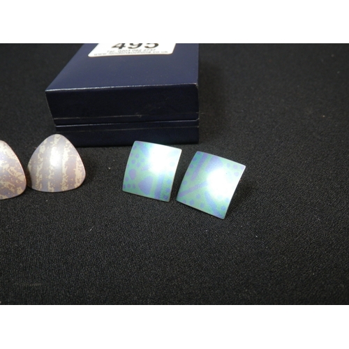 495 - Two Pairs of Enamel Earrings