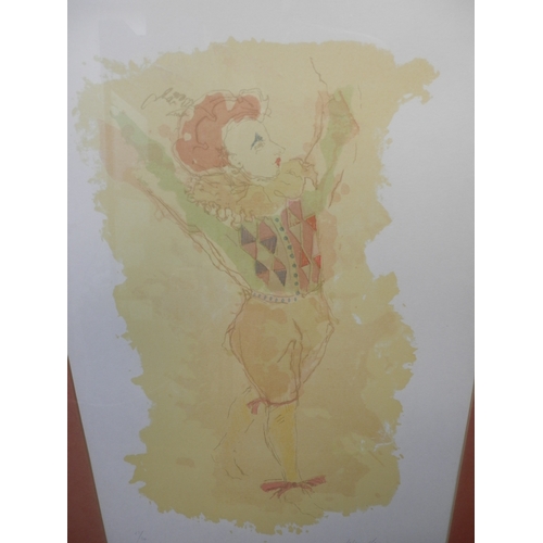 541 - John Henri- A Pencil Signed Ltd Edition Lithrograph-A Dancing Harlequin. Framed. 35cm x 33cm