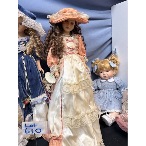 610 - Collection of  Good Quality Vintage Dolls