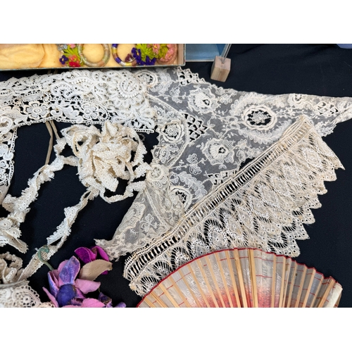 669 - Collection of Antique Lace, Fans etc