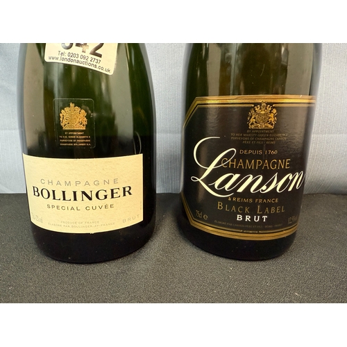 842 - 75cl Bottle of Bollinger Champagne together with a Bottle of Lanson Champagne