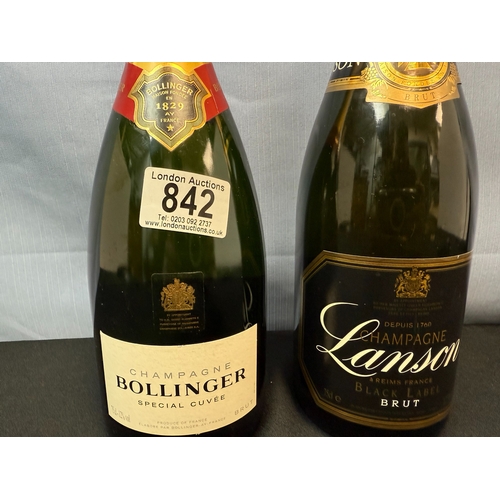 842 - 75cl Bottle of Bollinger Champagne together with a Bottle of Lanson Champagne