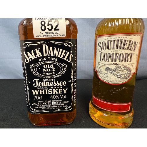 852 - 70cl Bottle of Jack Daniels together with a 35cl Bottle of Southern Comfort