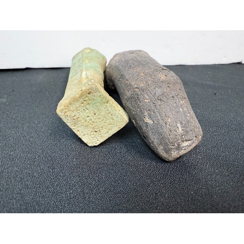 884 - Egyptian Blue Glazed Faience Shabti (11cm) plus another 12cm Example