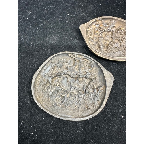 328 - Pair of Chinese Qing Dynasty Wood and Lacquer Carved Lids