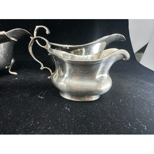 318 - Lot of Four Hallmarked Silver Sauce Boats, Milk Jugs etc (480g) including a pair by Zachariah Barrac... 