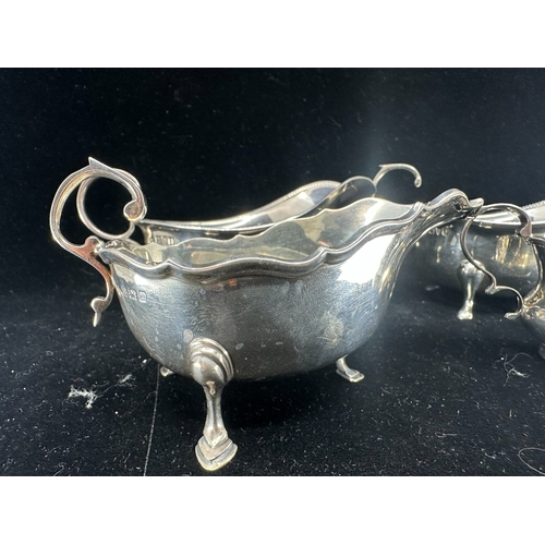 318 - Lot of Four Hallmarked Silver Sauce Boats, Milk Jugs etc (480g) including a pair by Zachariah Barrac... 