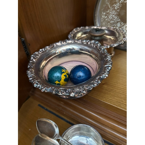 336 - Shelf of Silver Plate and other Bric a Brac