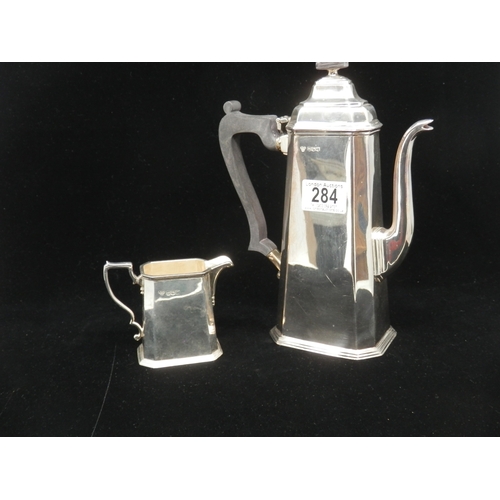 284 - Pair of George VI Silver Harrods Coffee Pots, 25cm Hallmarked Sheffield 1947 with a matching Milk Ju... 