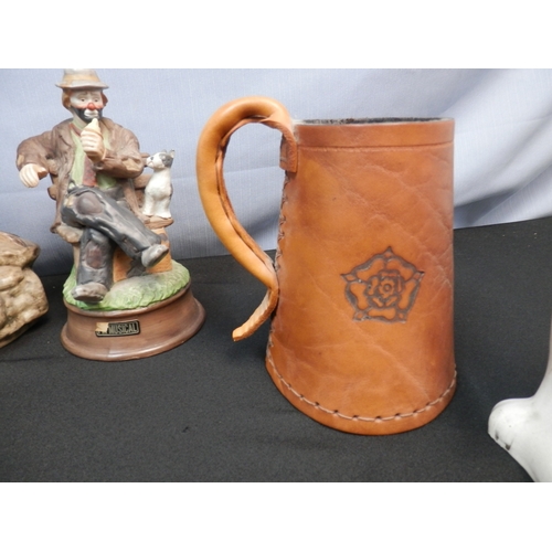 528 - Mixed Lot to include Porcelain and Leather Tankards