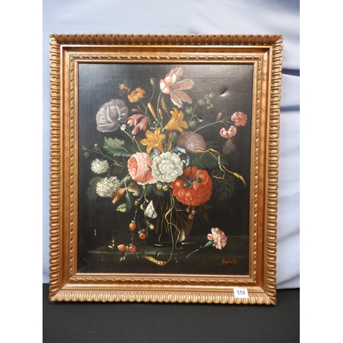 558 - A Continental 20th Century Still Life of Flowers Signed 