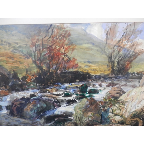 564 - Roy Abell (1930-2021) Framed Watercolour of River at Llanberris (57cm x 85cm)