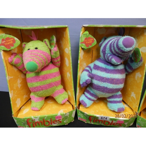 674 - Three Fimbles Soft Toys in Boxes